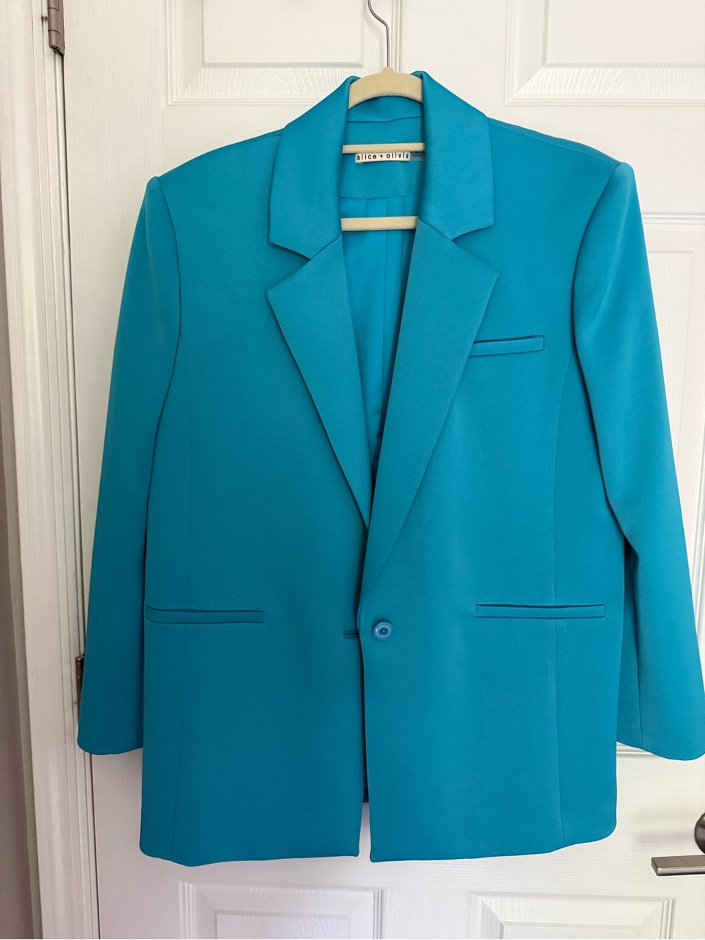 Alice + Olivia Teal Single-Button Blazer